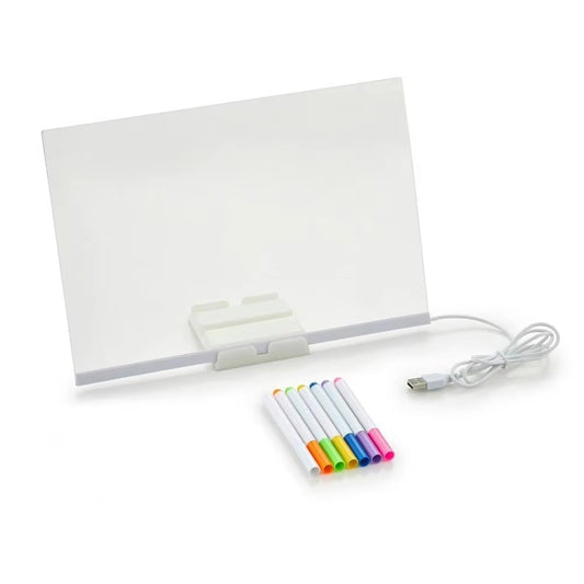 Elite™ | Glowing Board - 15x15cm + 7 Colorful Markers